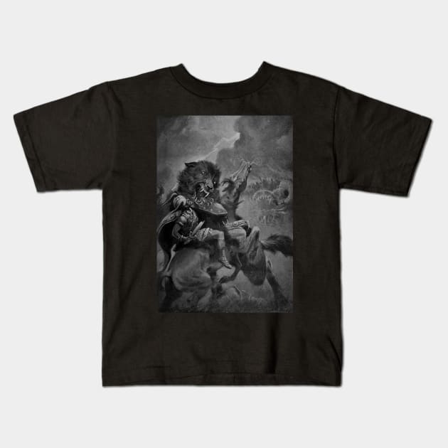 Odin and Fenrir by Dorothy Hardy 1909 Kids T-Shirt by immortalpeaches